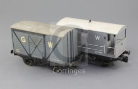 A Gauge 1 GWR box van, grey with auto coupling, No 133971