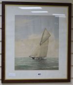 Fred Paton, watercolour, yacht at sea, signed and dated 1893, 43 x 35cm.