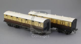 A set of two GWR litho coaches: Brake end No 6927 and Brake end No 3275