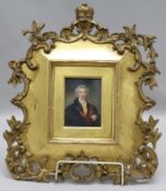 A giltwood framed ivory portrait miniature of the Duke of Wellington 11 x 8cm.