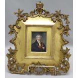 A giltwood framed ivory portrait miniature of the Duke of Wellington 11 x 8cm.