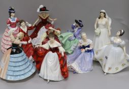 Ten Royal Doulton figures H.23cm.