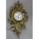 A Louis XV style gilt brass cartel timepiece, Paris 1870-1880 H.49cm.