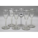 A set of 6 wine glasses, with bell shaped bowls and opaque twist stems 15cm