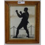 A 19th century Silhouette of the boxer Cribb 29 x 22cm, maple framed.