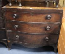 A George III mahogany serpentine chest W.91cm