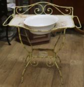 A French wrought iron washstand W.84cm.