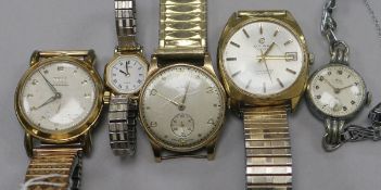 Three gentleman's wrist watches including Witt & Cyma & two lady's wrist watches.