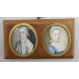 A pair of George III portrait miniatures of Sir Phillip and Lady Monoux of Wooton House, Bedford 3.5