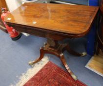 A late Regency rosewood card table W.91cm.