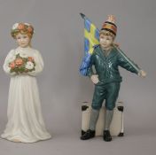 Two Royal Copenhagen limited edition figures "Pontus" by Carl Larson, number 433 of 7500, 18cm