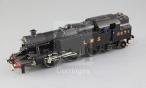 A scratch built O gauge 2-6-4 tank number 2671 locomotive, fine scale, LMS black livery, 2 rail,