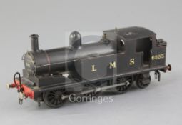 A Leeds Model Co 0-6-2 LMS tank locomotive, number 6533, black livery, 3 rail, overall 23cm