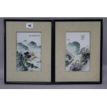 A pair of Chinese famille rose porcelain plaques width 11cm height 18cm