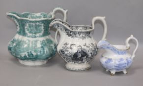A commemorative Byron jug and two others