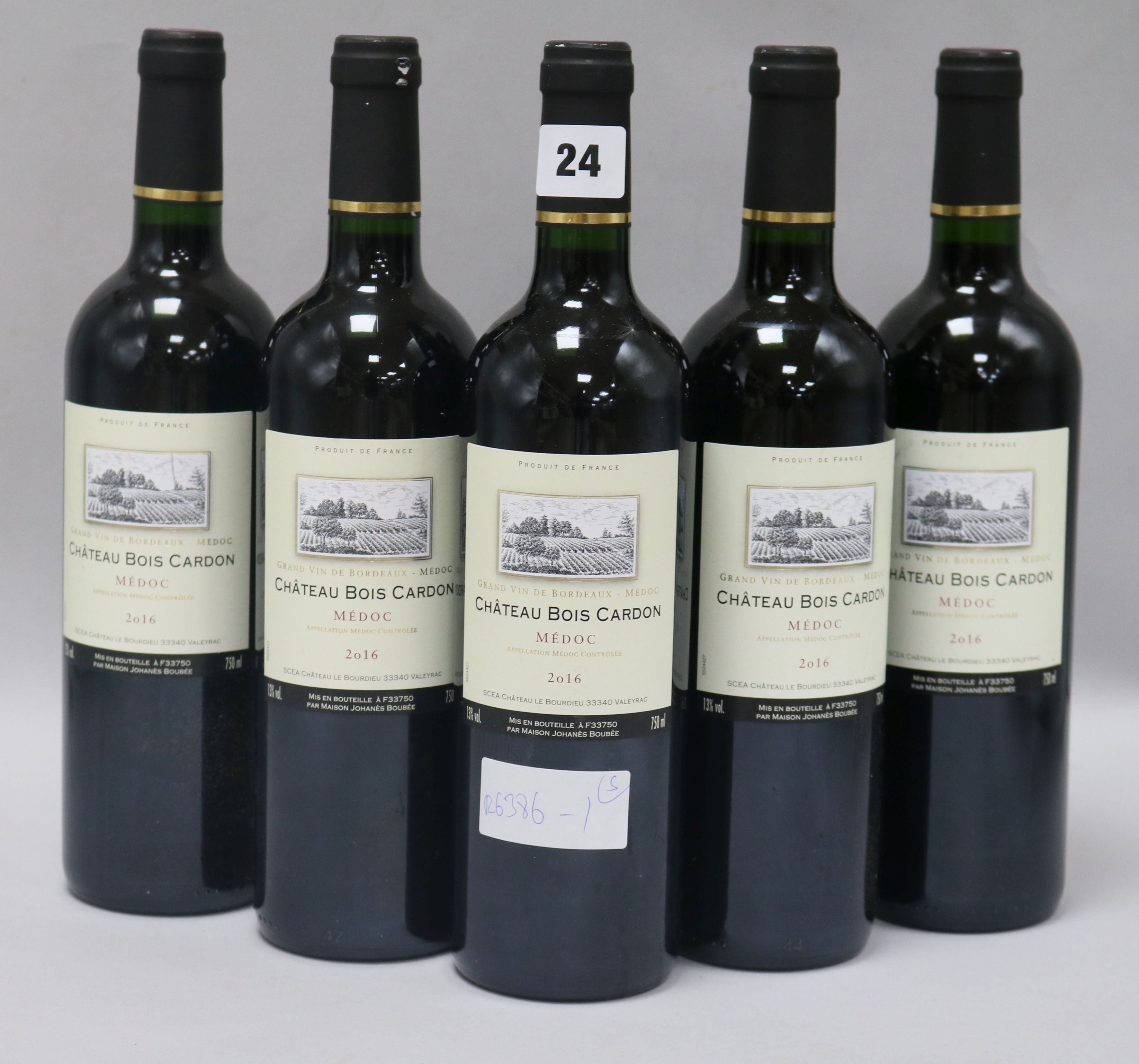 Five bottles of Chateau Medoc, 2016