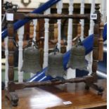 A set of three bronze temple bells, early 20th century W.40cm