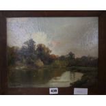 Alfred de Breanski, oil on board, The River Medway, signed, 26 x 34cm