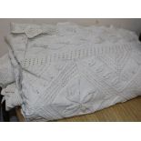 A hand knitted bed cover