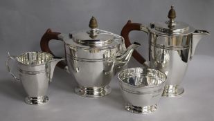 A George VI four piece silver tea set, Roberts & Belk, Sheffield, 1944 gross 38 oz.
