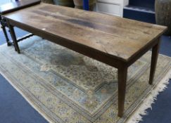 A 19th century French oak farmhouse table W.224cm