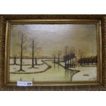 G. Beverling, oil on canvas, winter scene, signed and dated 1973 31 x 47cm.