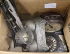 A Victorian alarm clock, group of fossils, etc.