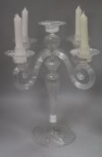 A four branch glass chandelier height 38cm