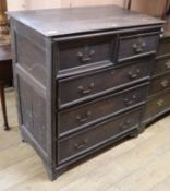 An early 18th century oak chest W.98cm