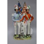 A 19th century Staffordshire figure group, Albert and Napoleon height 30cm