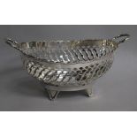A George V pierced silver two handed fruit bowl, William Hutton & Sons, Sheffield, 1917, 24.9cm,