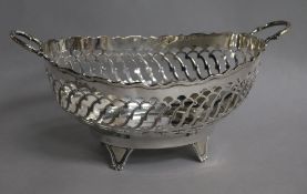 A George V pierced silver two handed fruit bowl, William Hutton & Sons, Sheffield, 1917, 24.9cm,