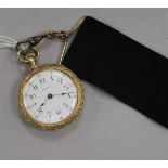 A Waltham 14ct gold fob watch, on suspension sash.