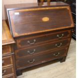 An Edwardian inlaid mahogany bureau W.93cm