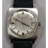 A gentleman's 1960's Girard Perregaux Steel wrist watch with box and certificate