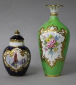 A Royal Crown derby WEJ Dean painted jar and cover and a Royal Crown Derby flower painted vase