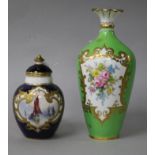 A Royal Crown derby WEJ Dean painted jar and cover and a Royal Crown Derby flower painted vase