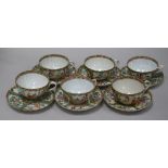 A set of six Cantonese cups and saucers