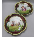 Two Austrian transfer painted dishes
