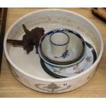 Two Chinese bowls, basin etc