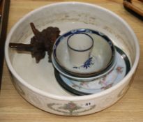 Two Chinese bowls, basin etc