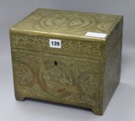 A brass box width 25cm height 22cm