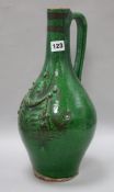 A Cannakale green ewer, 19th century height 39cm