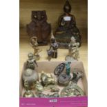 A brass figure of Buddha, Indian deities etc