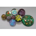 Nine assorted paperweights