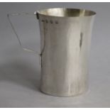 A stylish planished silver christening mug, A.W.J. Edinburgh, 1943, 84mm.