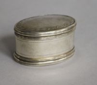 A George III, silver oval nutmeg grater, Peter & Ann Bateman, London, 1799, 44mm.