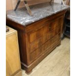 A 19th century French marble top mahogany commode W.128cm