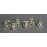 A set of six Edwardian silver menu holders with shield motifs, Horace Woodward & Co Ltd, Birmingham,