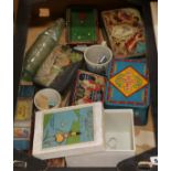 A collection of tins and vintage packaging